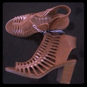 Caged heeled block heel sandals